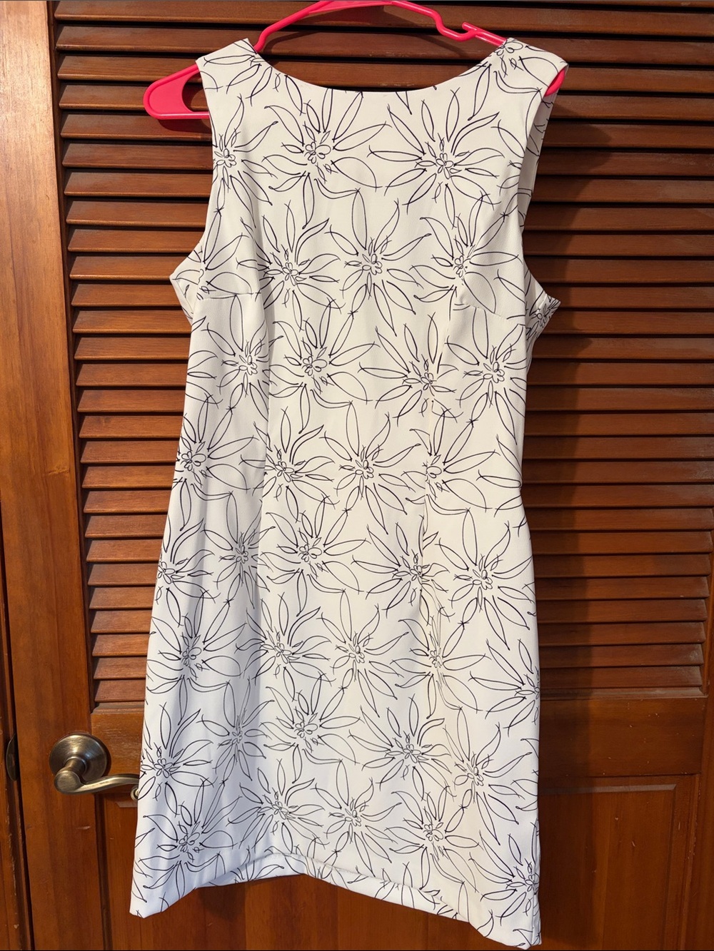 Sleeveless White Dress with Black Floral Outline